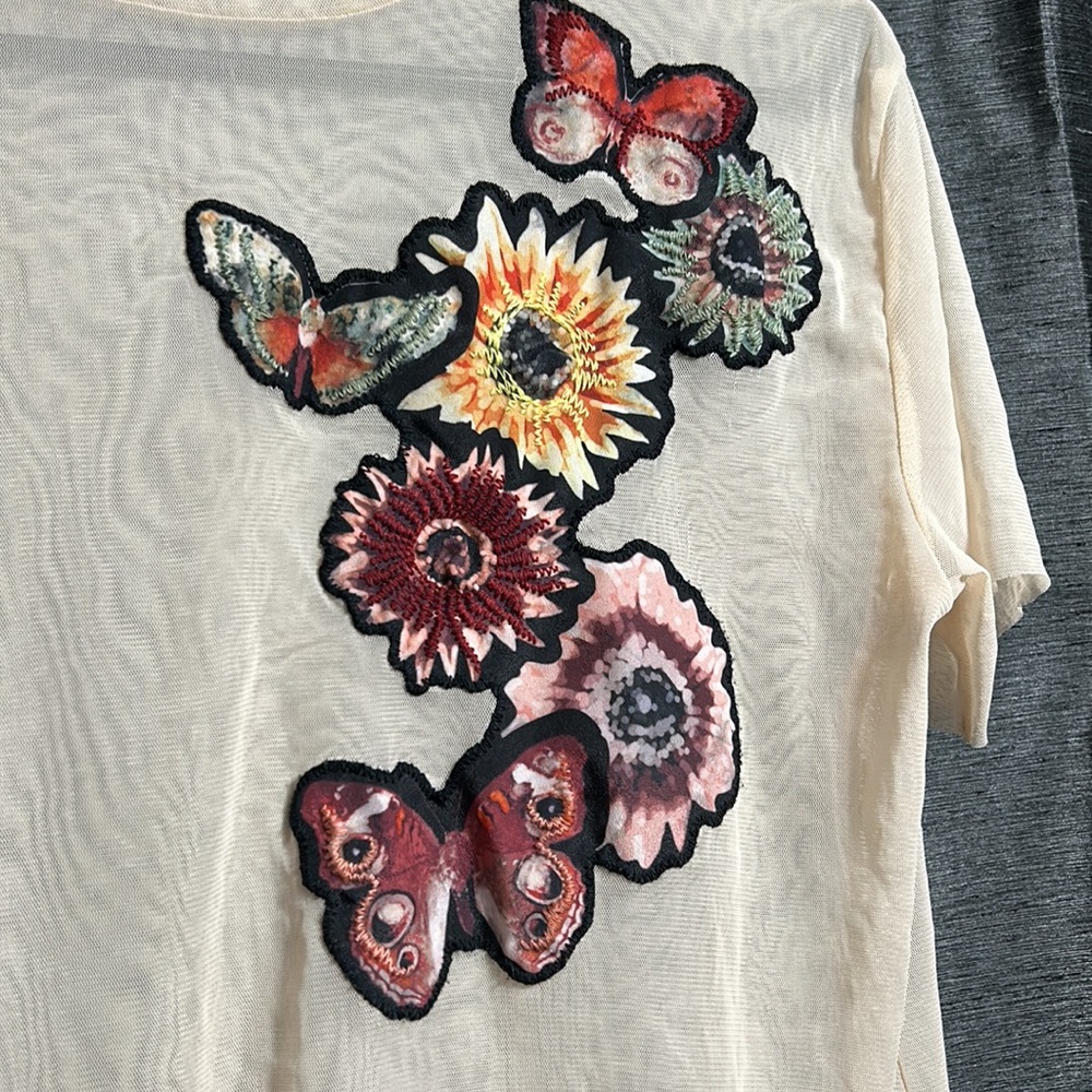 Zara Floral Butterfly Sheer Top, small - Picture 2 of 4